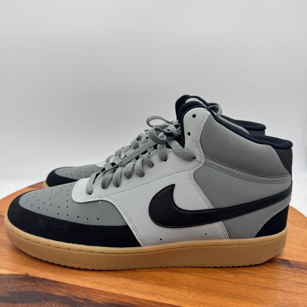 Nike Court Vision Mid Smoke Grey Black Men's 12 Basketball Athletic Sneakers - Picture 4 of 10